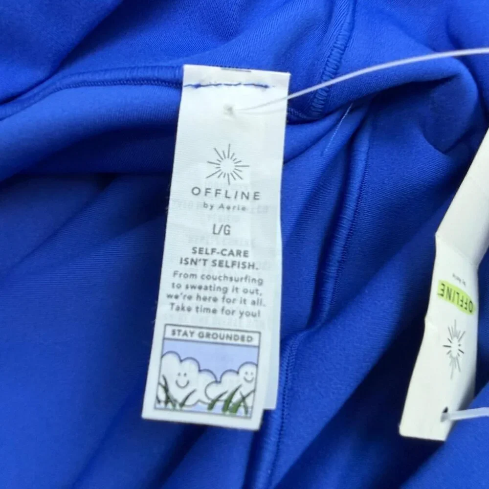 Offline by Aerie Real Me 7/8 High Rise Crossover Leggings Blue Size L NWT